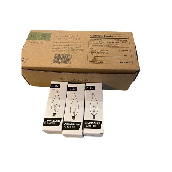 15 60CFC Chandelier 60W Watt 120V Flame Tip Candelabra E12 Clear - Picture 2 of 2